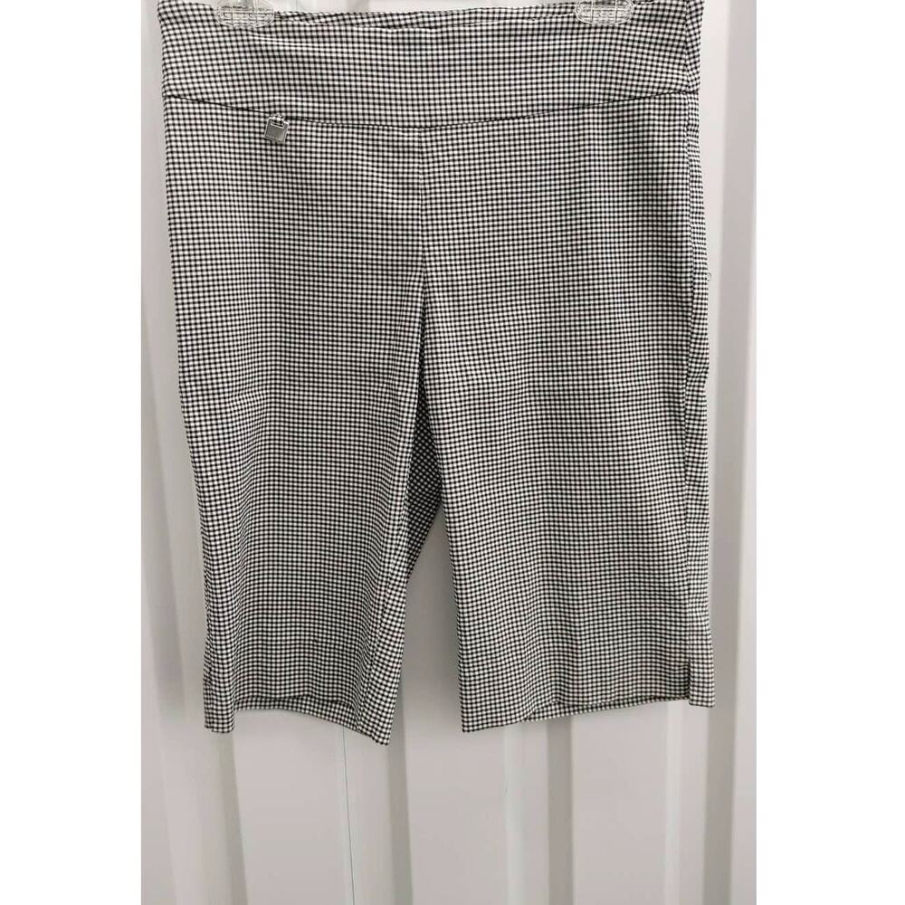 Peck & Peck Bermuda Pull On Shorts Sz 6 Black White Checkered